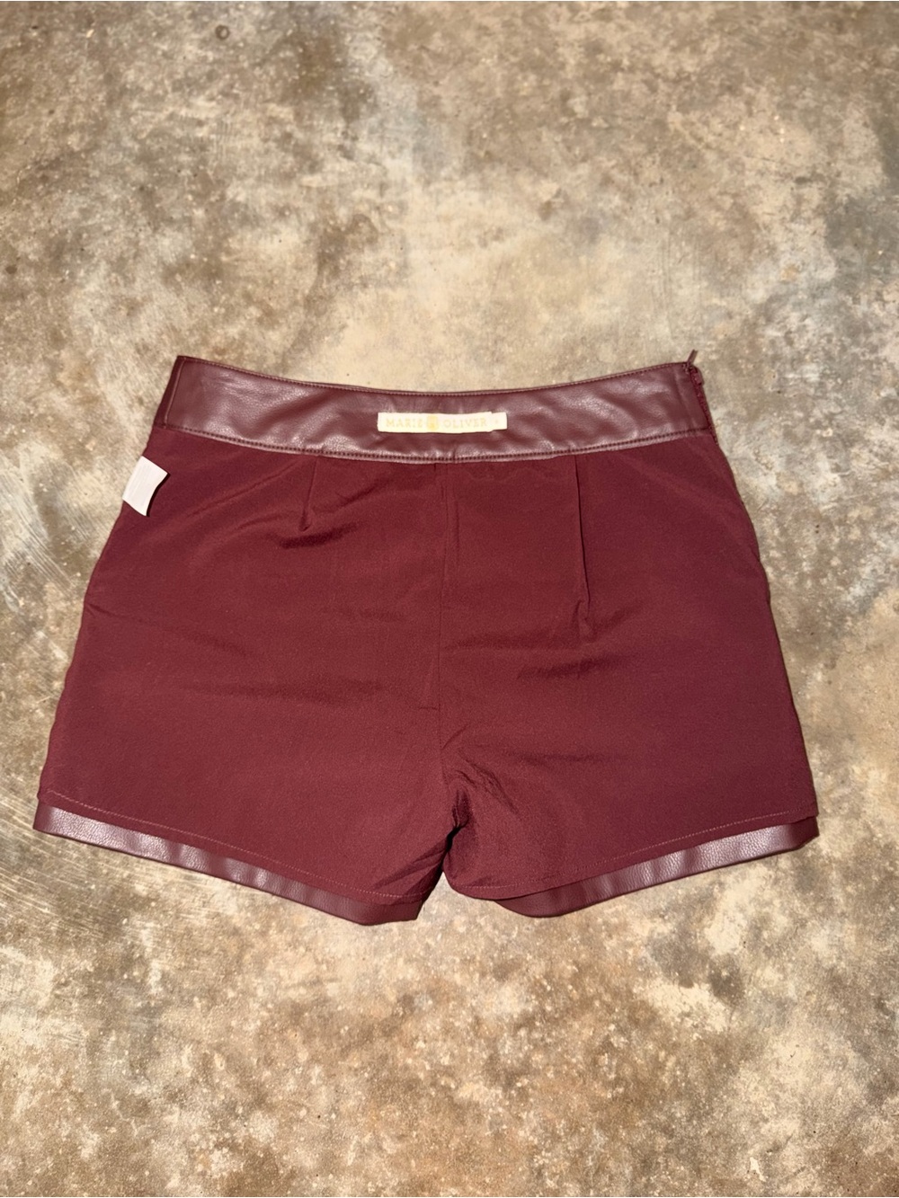 Marie Oliver Faux Leather Shorts Brown Burgundy High Rise 0 Game Day Fall Photos - Picture 9 of 10